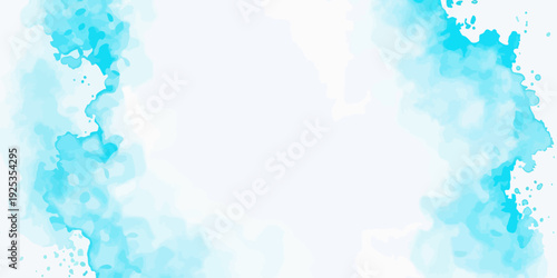 Abstract Blue Watercolor Splash Background with White Copy Space