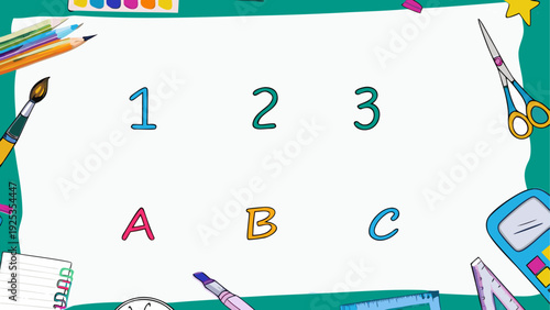 Colorful educational chart displaying numbers and letters for young learners
