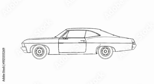 Side profile outline of a vintage two-door coupe car