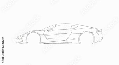 Sleek sports car outline with aerodynamic lines and flared wheel arches