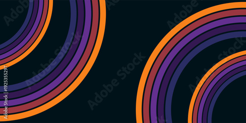 Abstract colorful 70s background vector. Vintage retro wallpaper with rainbow stripes and wavy lines. A 1970 color illustration suitable for posters, banners, decorative items and wall art.