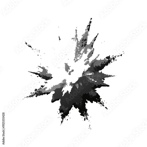 High-speed white powder burst frozen in motion, dynamic abstract explosion, particles suspended, dramatic freeze frame, vibrant energy, motion effect, isolated on white background for creative design