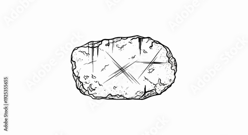Rough stone with etched lines and textured surface detail