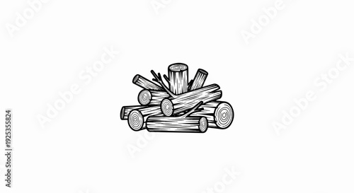 Stacked logs and twigs illustration