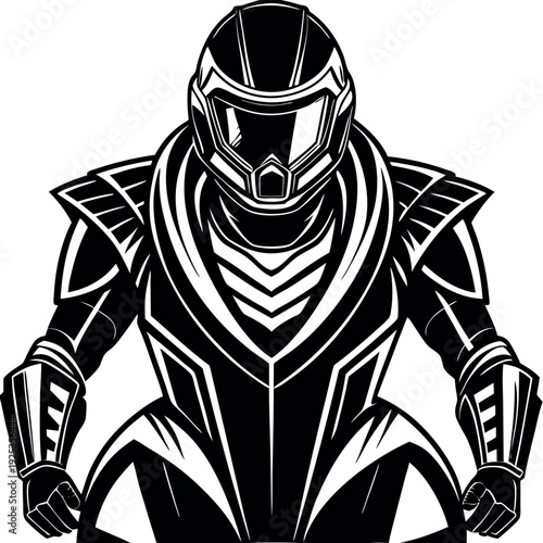 A futuristic biker with a sacrifice touch sleek-helmet.  