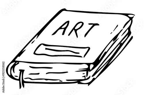 Hand Drawn Art Book with Bookmark Line Art Sketch vector illustration