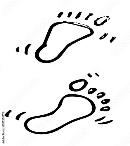 Minimalist Human Footprints Line Art vector Illustration