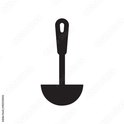 Ladle Kitchen Utensil Silhouette Icon Vector On White Background 