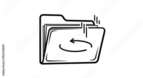 Folder with refresh icon, data synchronization and organization concept