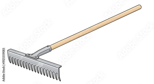 Gardening Rake with Wooden Handle - Tool for Yard Work and Landscaping