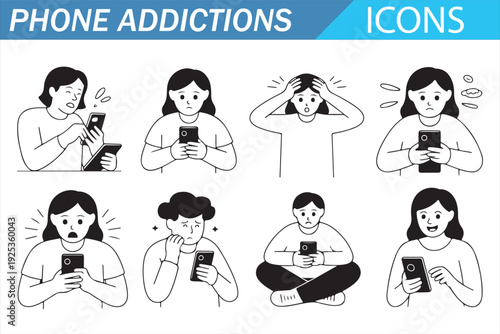 Modern Smartphone Usage and Social Media Habit Symbols