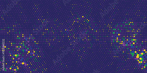 Festive shiny gold background. Halftone gradient pattern vector illustration. Explosion  salute. Glowing yellow dotted  yellow disco lights halftone texture. Pop Art comic Background. Dots background