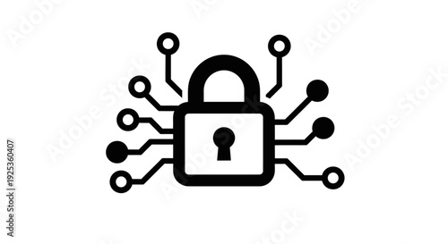 Digital security concept with a padlock integrated into a circuit board design, symbolizing cybersecurity and data protection, on an isolated white background.