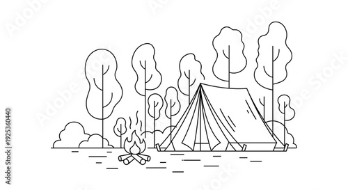 Camping Tent by the Forest.