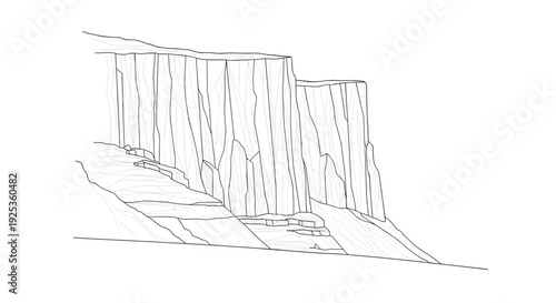 Cliff Edge Landscape Sketch Illustration.