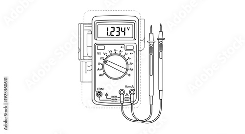 Digital Multimeter Measuring Electrical Current.