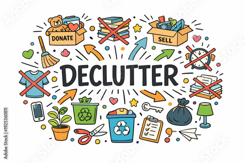 Declutter your space: organize, donate, recycle, simplify life