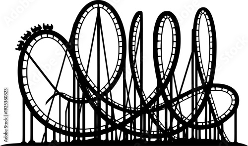 Rollercoaster silhouette vector. Rollercoaster Black flat icon illustration
