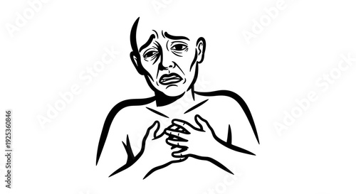 Man Experiencing Heart Pain Illustration.