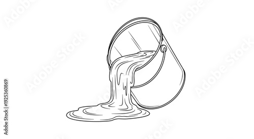 Overturned Bucket Spilling Liquid.