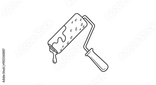 Paint Roller with Paint Dripping.