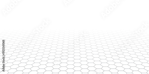 Abstract hexagons perspective vanish background.