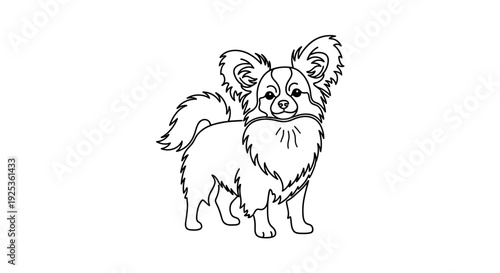 Chihuahua Dog Line Art Illustration, Cute Small Pet Portrait