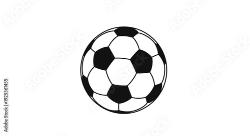 Classic Soccer Ball Icon, Black and White, Isolated on White Background