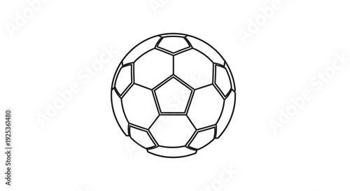 Classic Soccer Ball Outline Icon, Black and White, Isolated on White Background