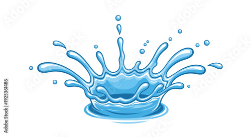 Water Splashing Droplets Blue Liquid.