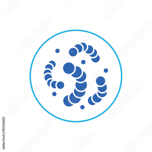 icon streptococcus chains with spherical bacterial cells in a circle, isolated against a clean background.