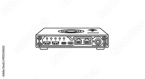 Compact Computer Server Back Panel with Ports and Fan - Technology Concept