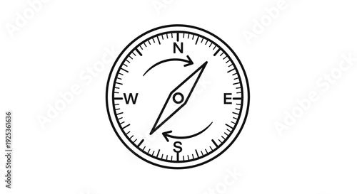 Compass Icon, Navigation Tool, Direction Finder, Travel and Exploration Symbol