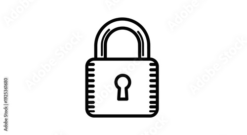 Black and white padlock icon, symbol of security, protection, and privacy