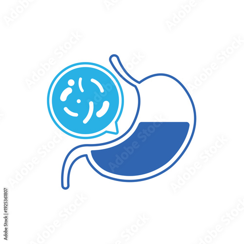 icon stomach microflora with beneficial bacteria inside the digestive organ, isolated against a clean background