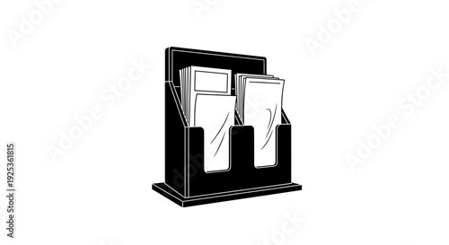 Black Brochure Holder Displaying Leaflets and Flyers