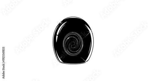 Black Snail Shell Swirl Silhouette, Minimalist Design, Isolated on White Background