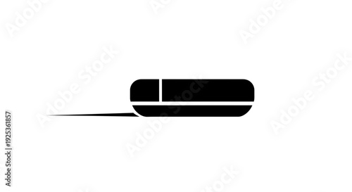 Black USB Flash Drive with Shadow on White Background
