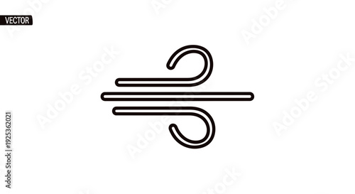 Wind Icon, Air Flow Symbol, Weather Meteorology Climate Concept, Vector Graphic