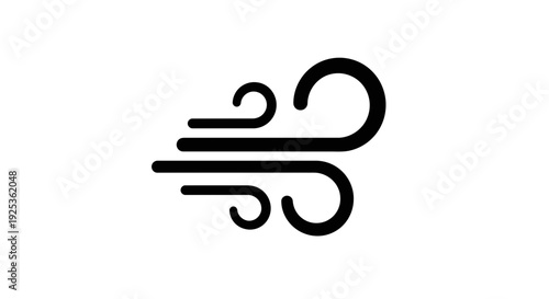 Wind Icon, Blowing Wind Symbol, Weather Forecast, Air Movement, Natural Force
