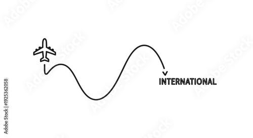 Airplane Flying on Wavy Path to International Destination