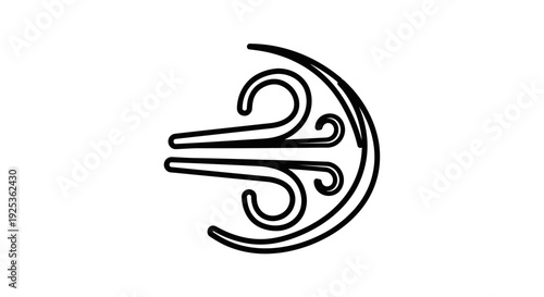Stylized Wind Icon, Air Flow Symbol, Breeze Swirls, Weather Element, Clean Design