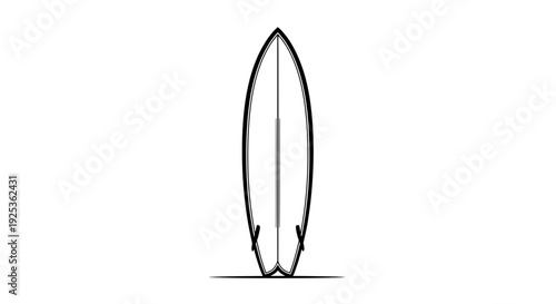 Surfboard Outline Icon, Minimalist Vector Art, Water Sports Equipment