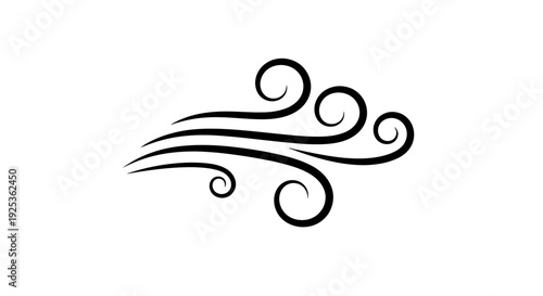 Swirling Black Wind Lines Graphic Element