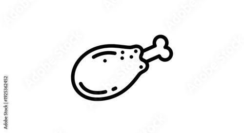 Simple Line Art Icon of a Cooked Chicken Leg Drumstick