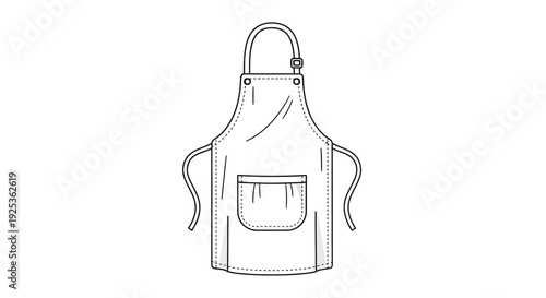 Simple line drawing of a chef's apron with a pocket and adjustable strap