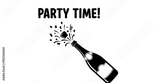 Party Time Champagne Bottle Popping Cork Celebration Event