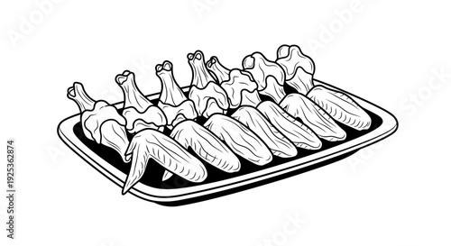 Raw Chicken Wings Platter, Appetizer Ingredients, Uncooked Poultry Parts for Grilling or Frying