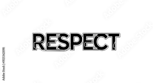 Respect Word Text Typography Black White Graphic Design