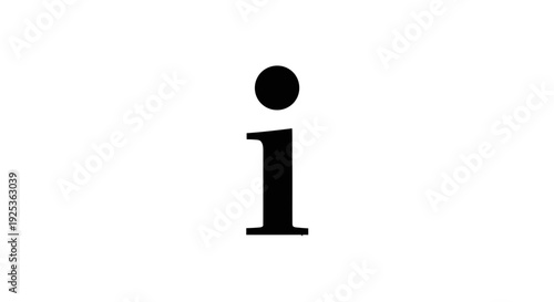 Lowercase letter i with a dot above, simple typography, information symbol